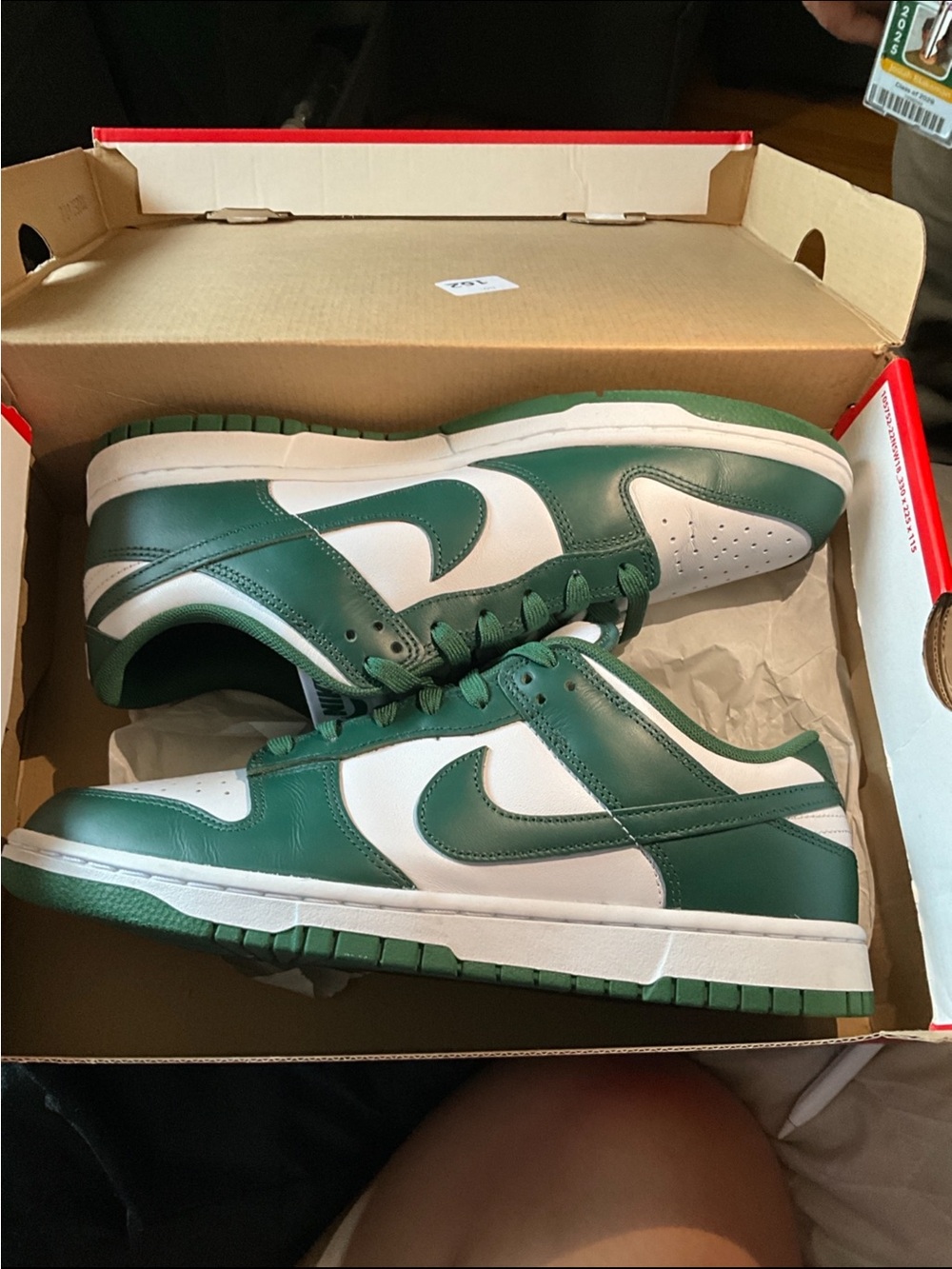 Nike Men’s Green and White Low-Top Dunk Sneakers Michigan State